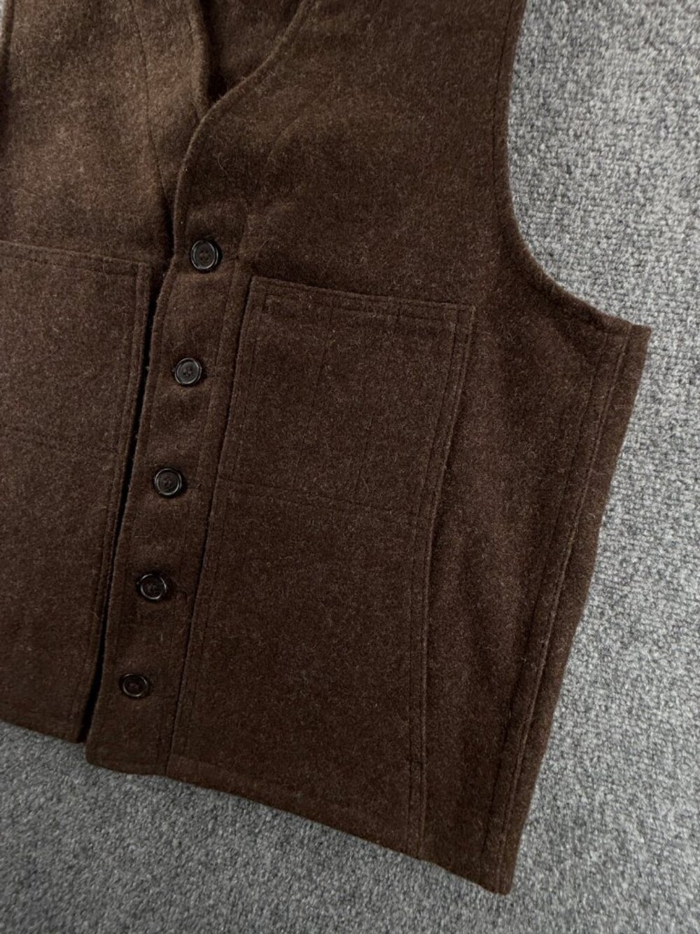CC Filson Mackinaw Virgin Wool Vest Brown Size 40 Style 20 Pockets Sleeveless - Picture 3 of 15
